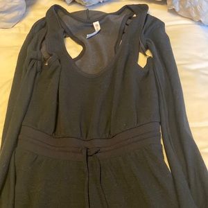 Black jumpsuit with attachable sweater